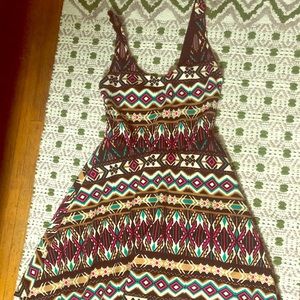 Tribal Pattern Multi- Color Fit & Flare Dress